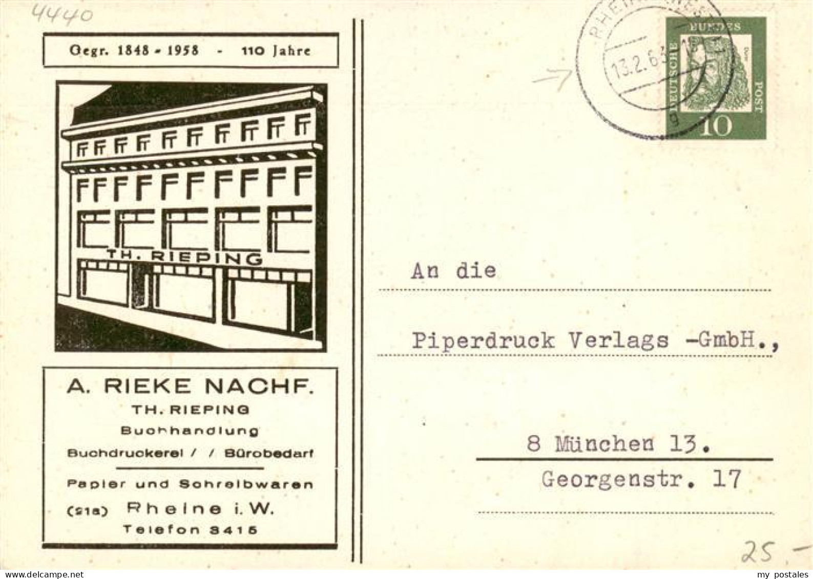 73886616 Rheine A Rieke Nachf Papier Und Schreibwaren Geschaeft Rheine - Rheine