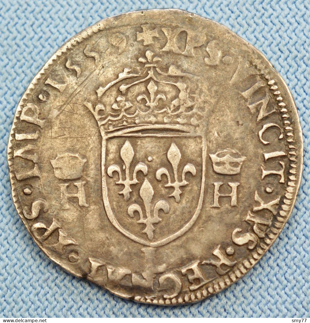 France • Teston 1559 L • Rare • TB-TTB • Bayonne • Henri II • 2e Type •  François II Au Nom De Henri II •  [24-678] - 1547-1559 Enrique II