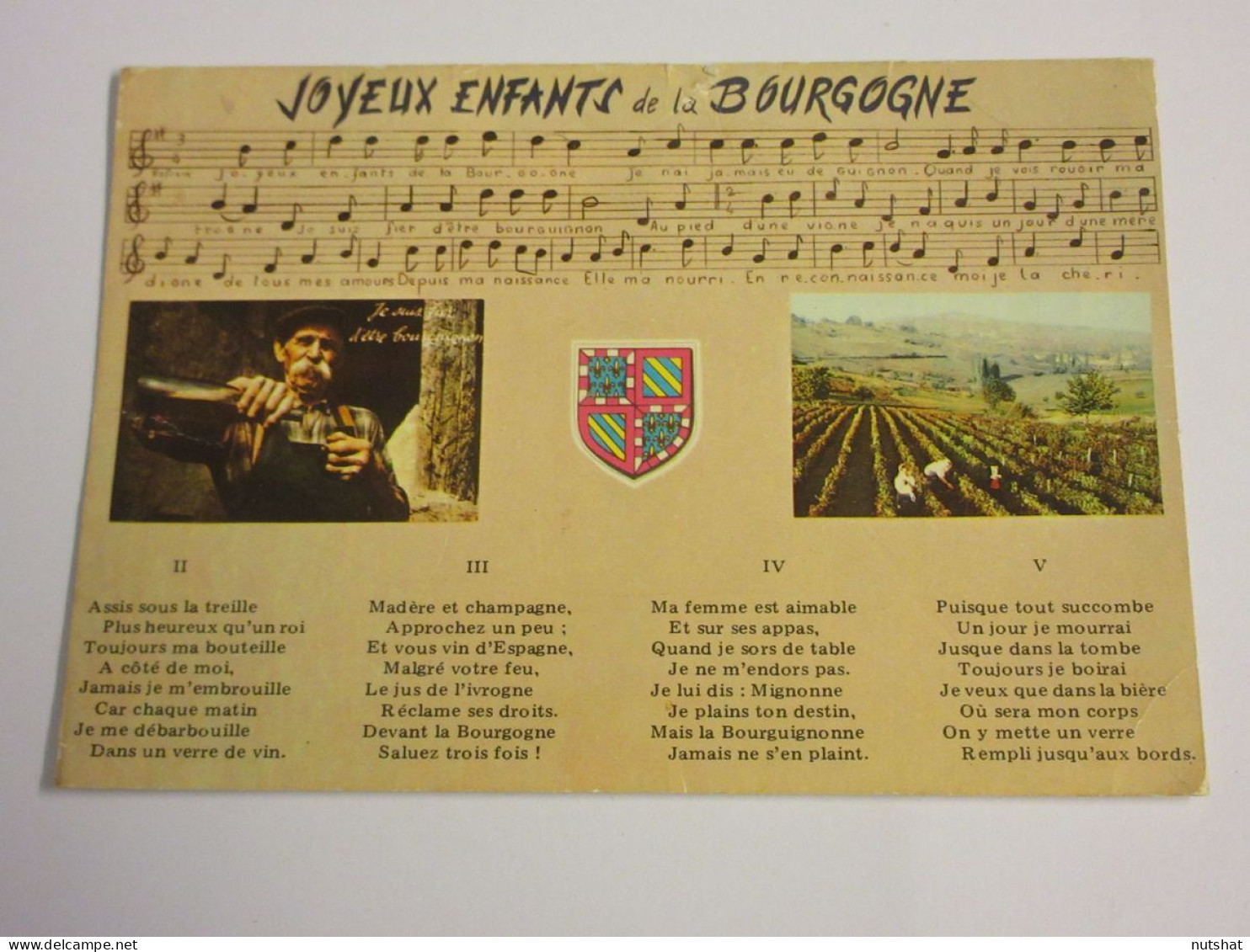 CP CARTE POSTALE CHANSON PAROLES Et MUSIQUES JOYEUX ENFANTS De La BOURGOGNE      - Musique