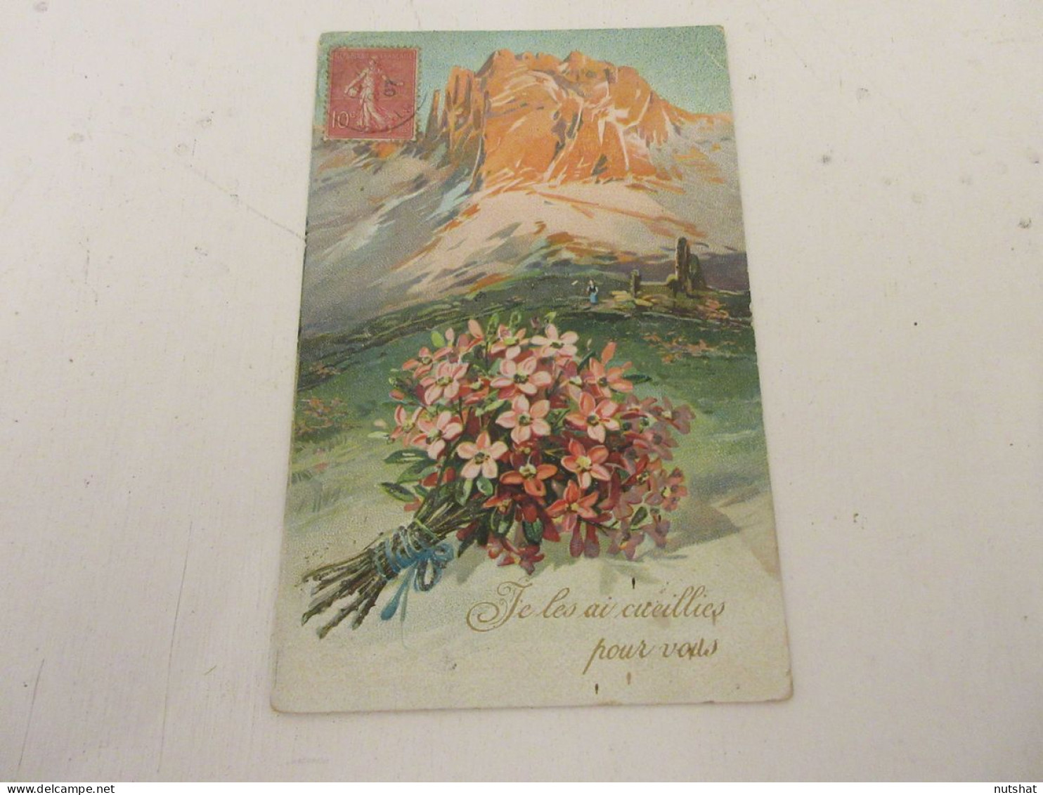 CP CARTE POSTALE MESSAGE VOEUX Avec BOUQUET FLEURS JE LES AI CUEILLIES POUR VOUS  - Blumen