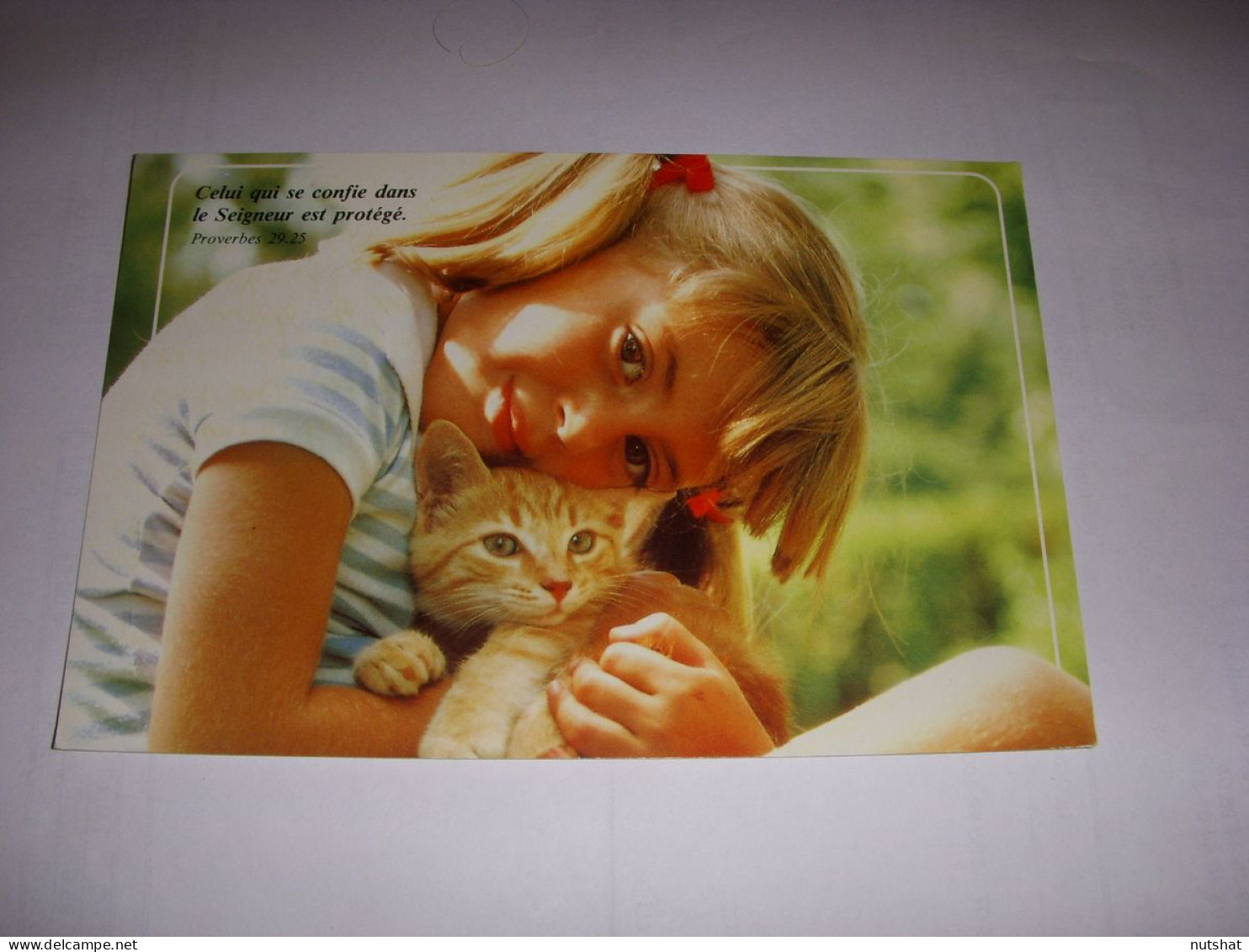 CP CARTE POSTALE MESSAGE ENFANT Et CHATON Celui Qui Se Confie... ECRITE En 1991 - Escenas & Paisajes