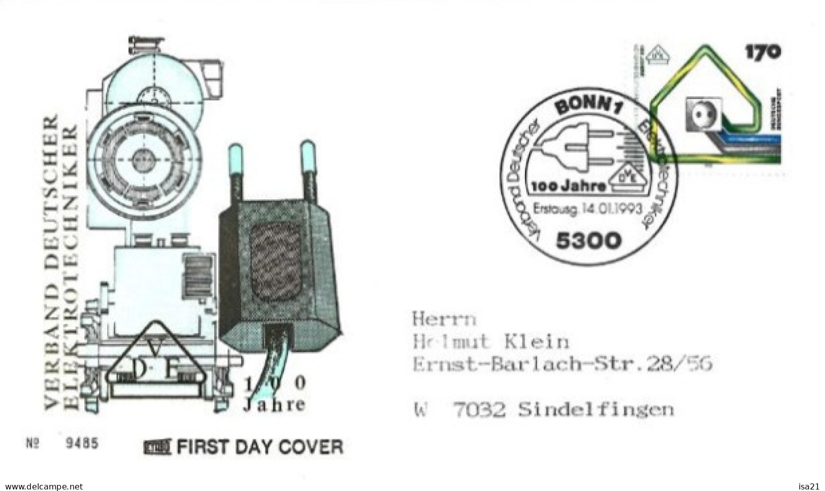 Allemagne: FIRST DAY COVER 1993: Verband Deutscher Elektrotechniker, BONN - 1991-2000