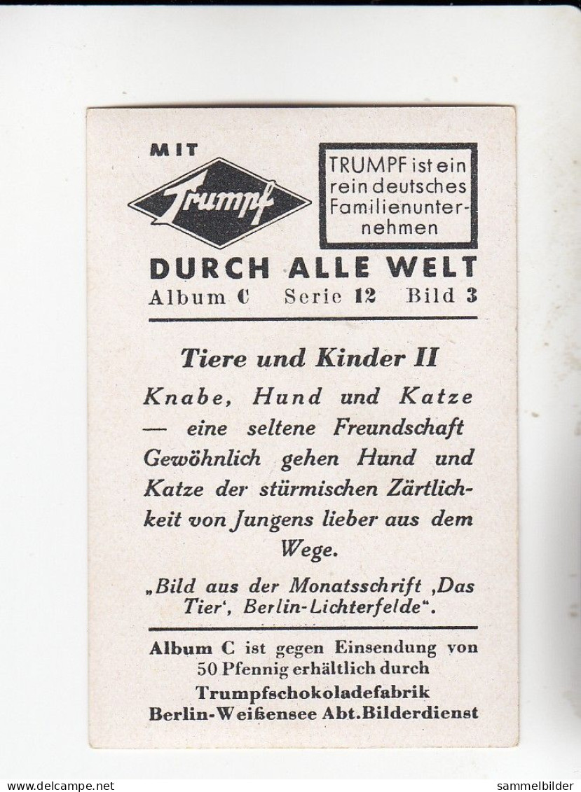 Mit Trumpf Durch Alle Welt Tiere Und Kinder II Knabe Hund Katze   C Serie 12 # 3 Von 1934 - Other Brands