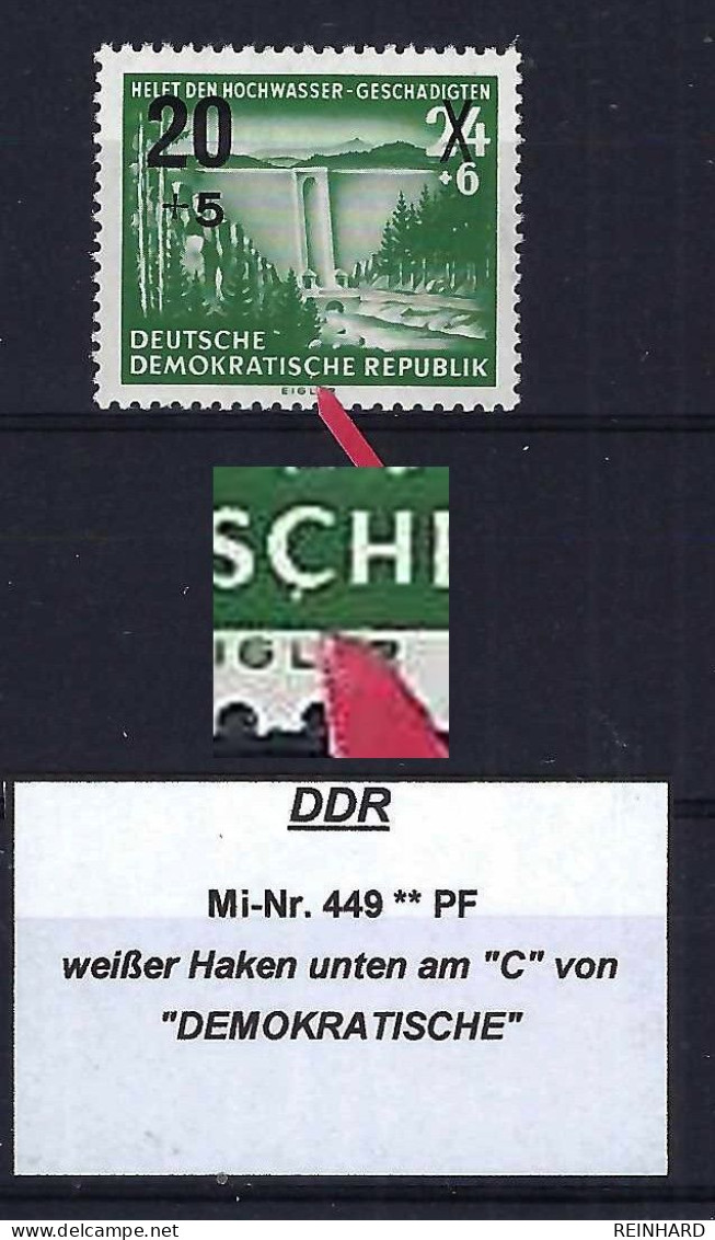 DDR Mi-Nr. 449 Plattenfehler Postfrisch - Siehe Beschreibung Und Bild - Abarten Und Kuriositäten