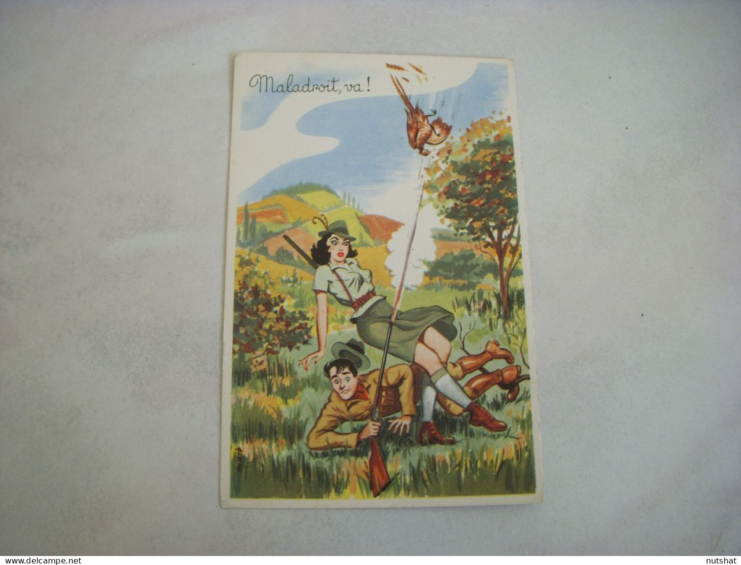 CP CARTE POSTALE HUMOUR Un CHASSEUR MALADROIT - Vierge - Humour