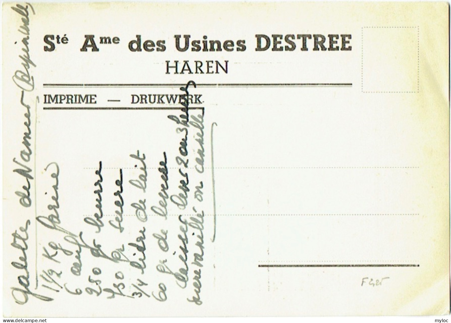 Haren. Usines DESTREE. Tarif De Prix Au 1er Mai 1940. - Pubblicitari