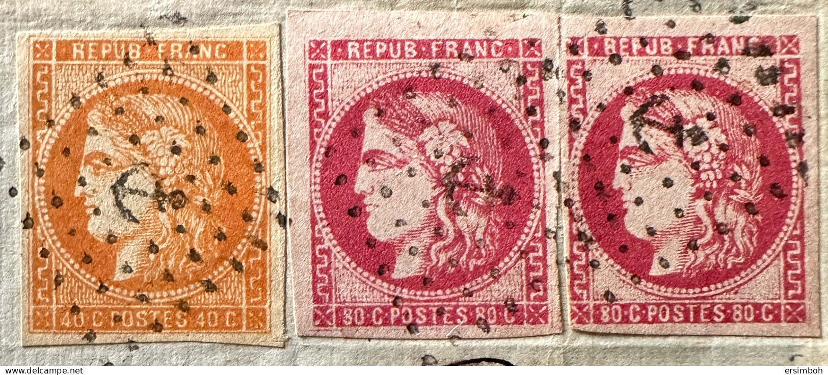 TB. Devant De Lettre N48+2xn49 (1ex Pd) Obl Ancre Buenos Ayres-Bordeaux. Signé JFBrun Et Roumet, Certificat Behr - 1870 Emissione Di Bordeaux