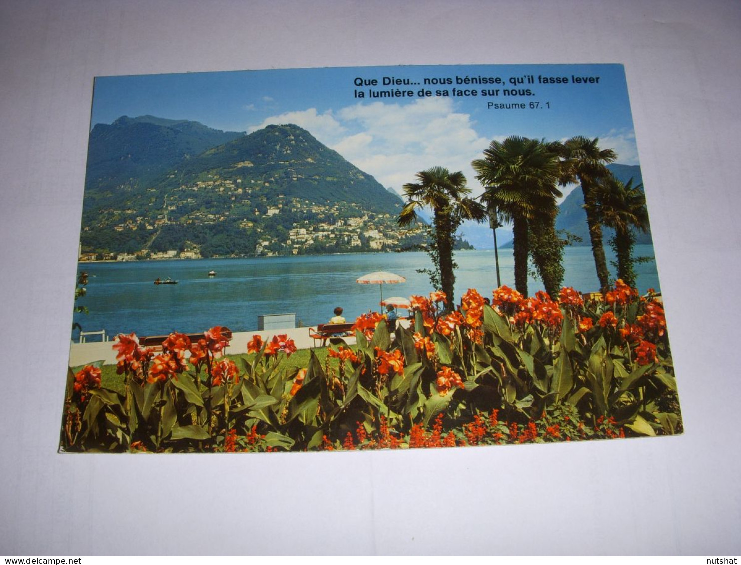 CP CARTE POSTALE RELIGIEUSE LUGANO Que Dieu...nous Benisse (Psaume) ECRITE En 86 - Other & Unclassified