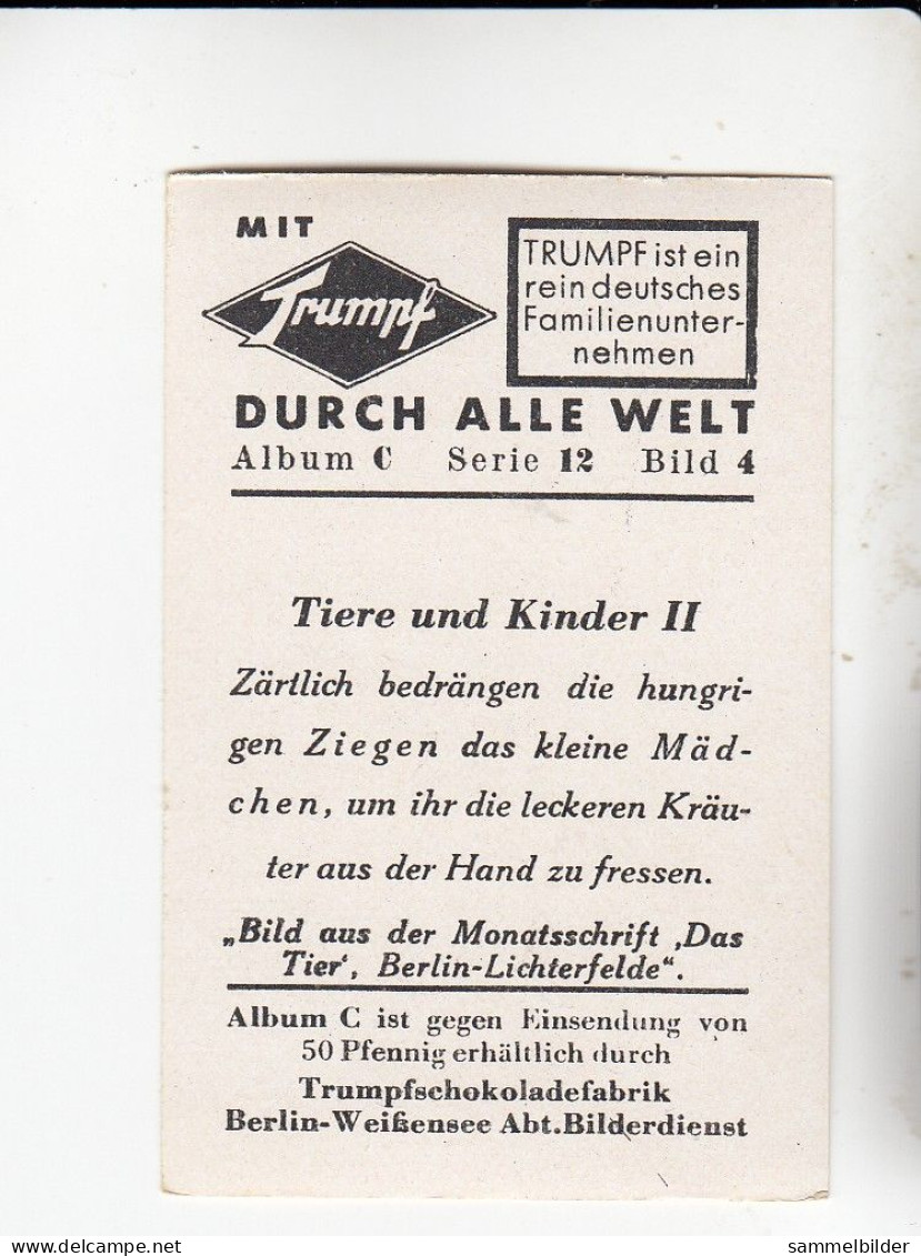 Mit Trumpf Durch Alle Welt Tiere Und Kinder II Kleine Mädchen Mit Ziegen  C Serie 12 # 4 Von 1934 - Zigarettenmarken