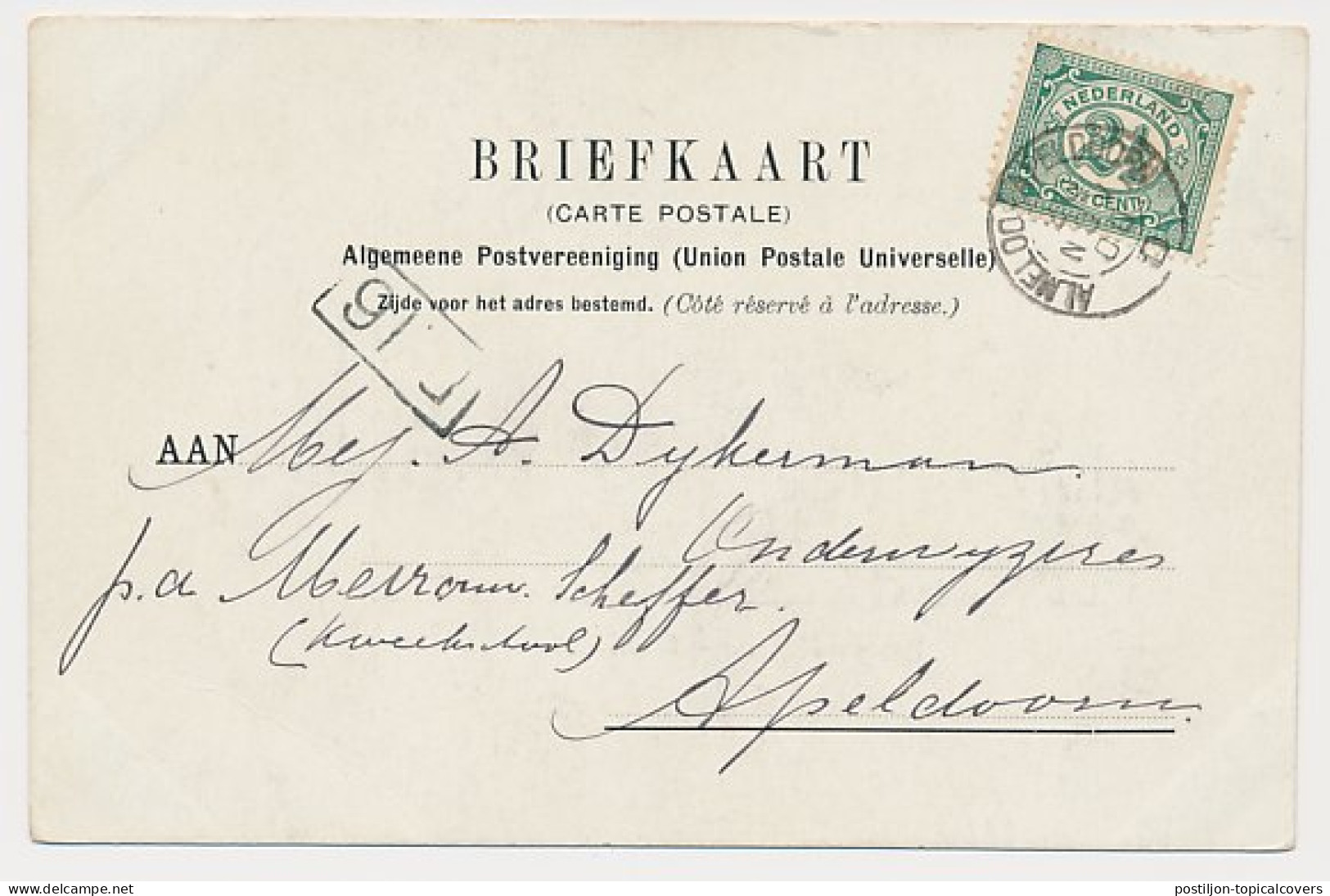 Wierden - Trein Kleinrondstempel Almeloo - Apeldoorn D 1900 - Briefe U. Dokumente