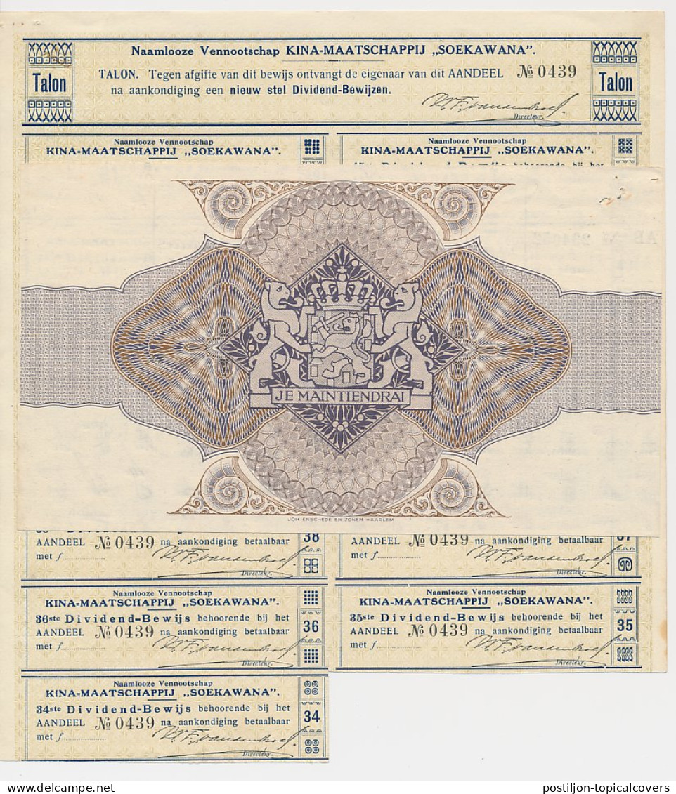 Fiscaal Droogstempel 2 GL= AMST. 1917 - Aandeel  - Revenue Stamps