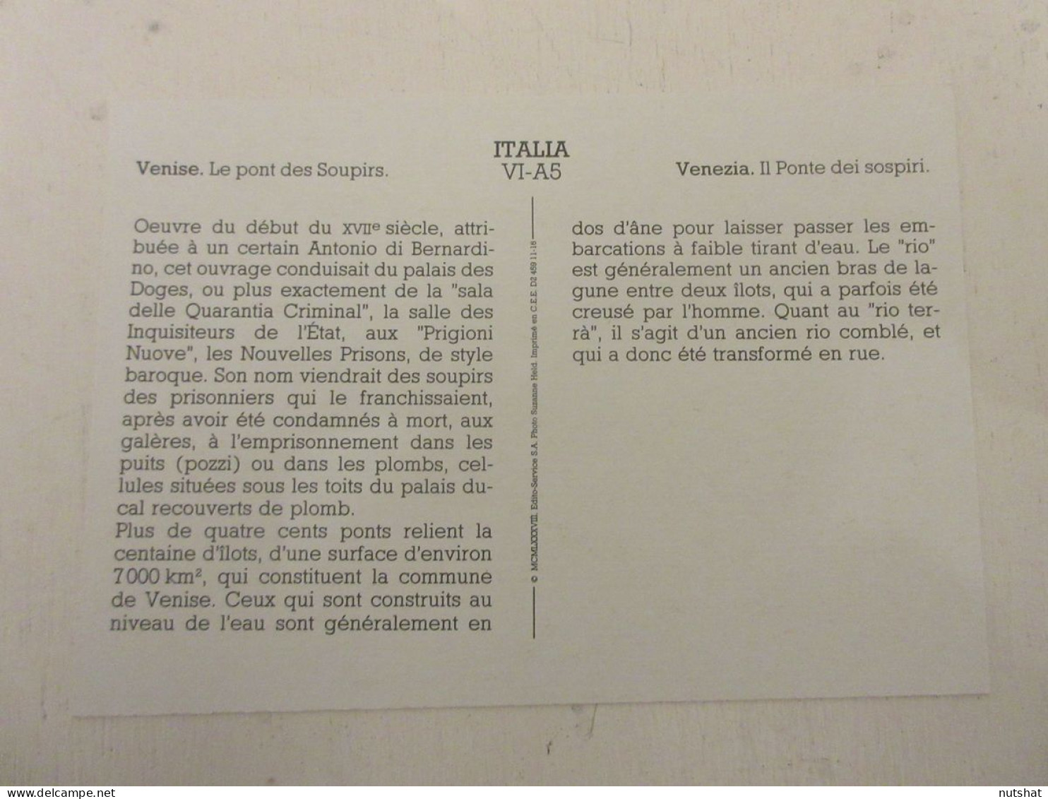 CP CARTE 06-A05 ITALIE VENETIE VENISE Le PONT Des SOUPIRS - Venezia