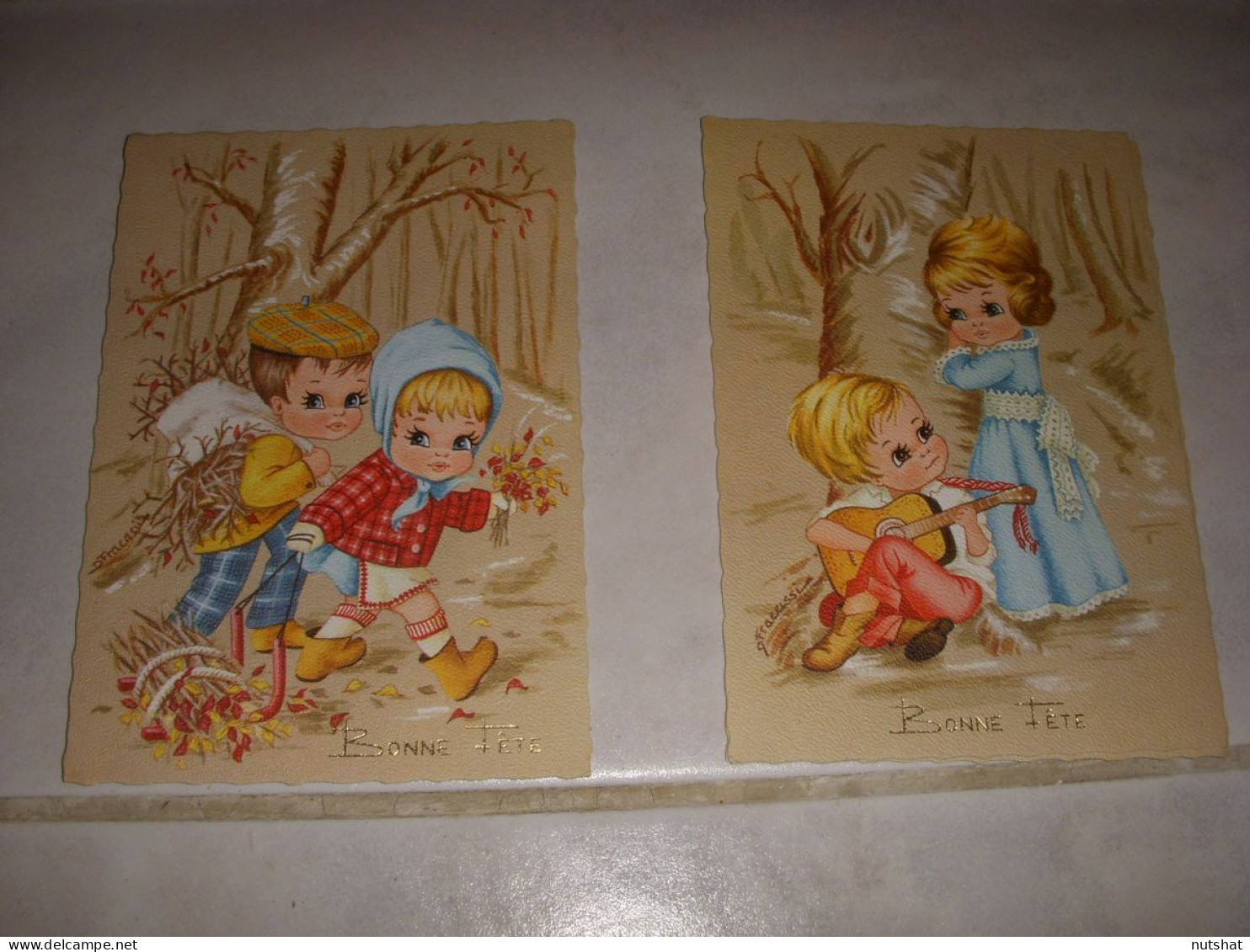 Lot De 5 CP CARTE POSTALE BONNE FETE TYPE POULBOT 2 ENFANTS - Vierge - Autres & Non Classés