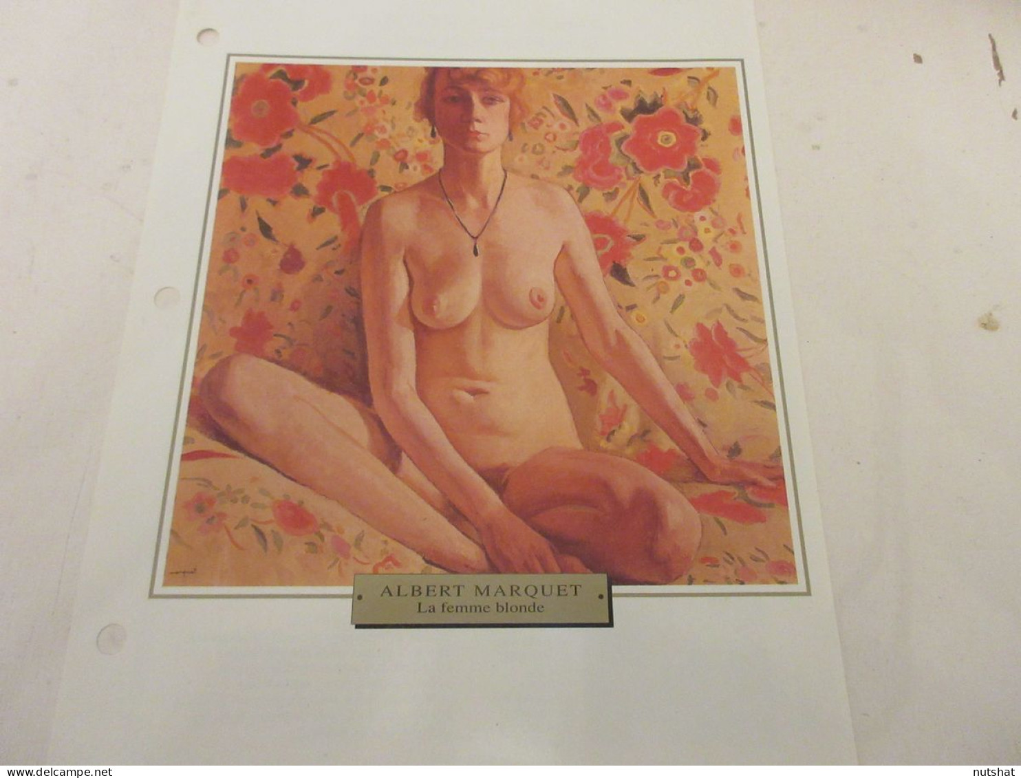 FICHE REPRODUCTION TABLEAU Albert MARQUET La FEMME BLONDE 1919 - Arte