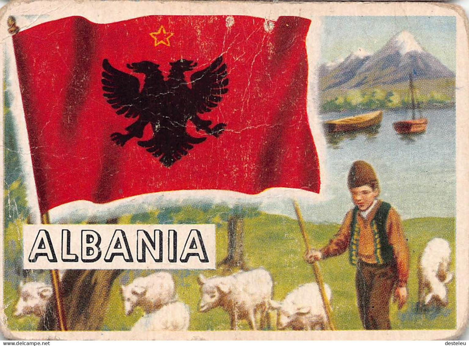 Flags Of The World Chromo - Albania - 6.5 X 9.5 Cm - Autres & Non Classés