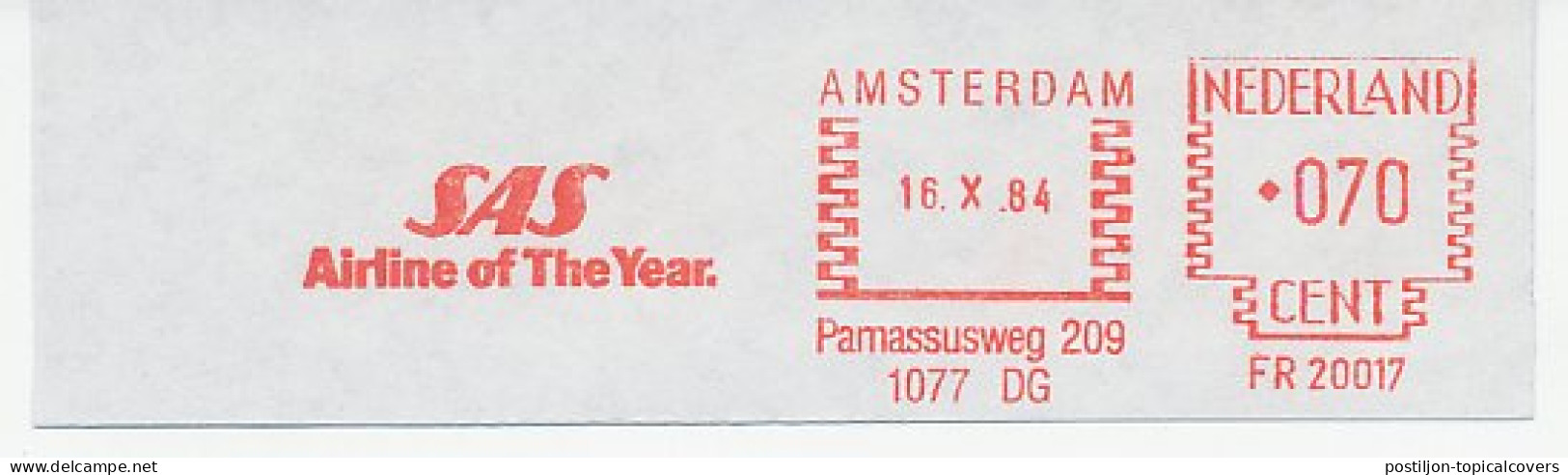 Meter Cut Netherlands 1984 SAS - Scandinavian Airlines - Airline Of The Year - Vliegtuigen