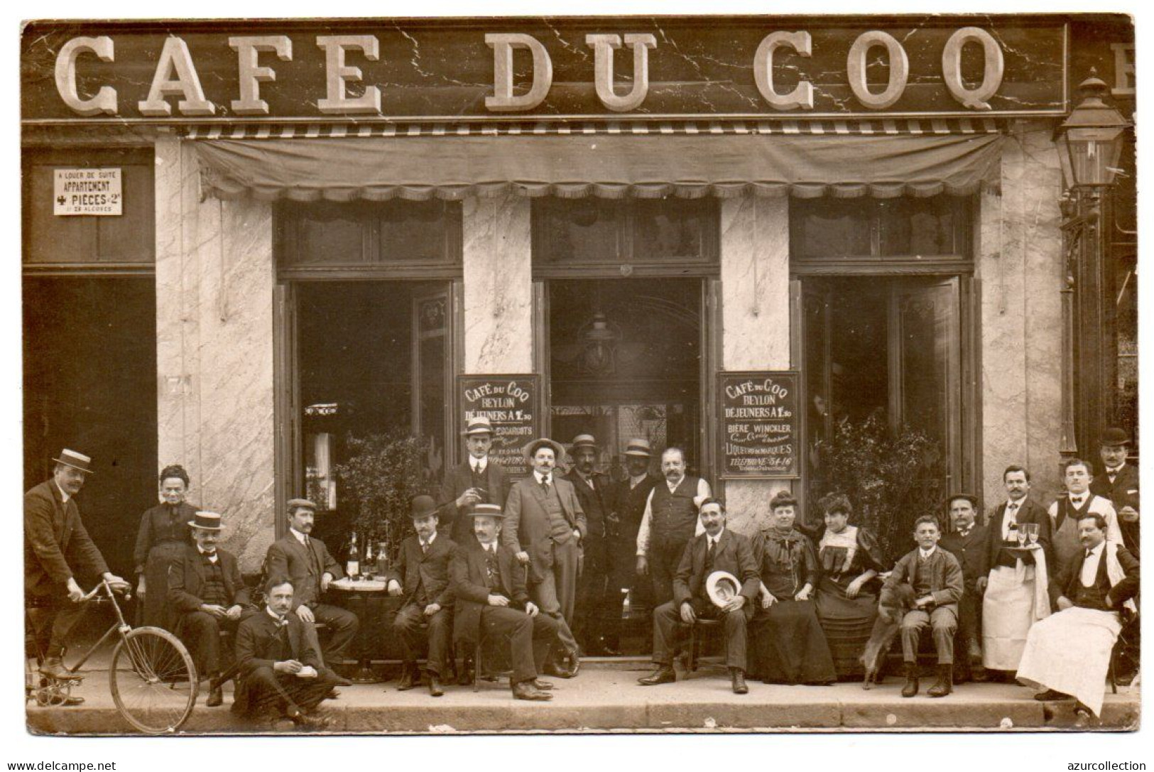 Devanture Et Terrasse Du " Café Du Coq ". Carte Photo Animée Non Située - Cafés