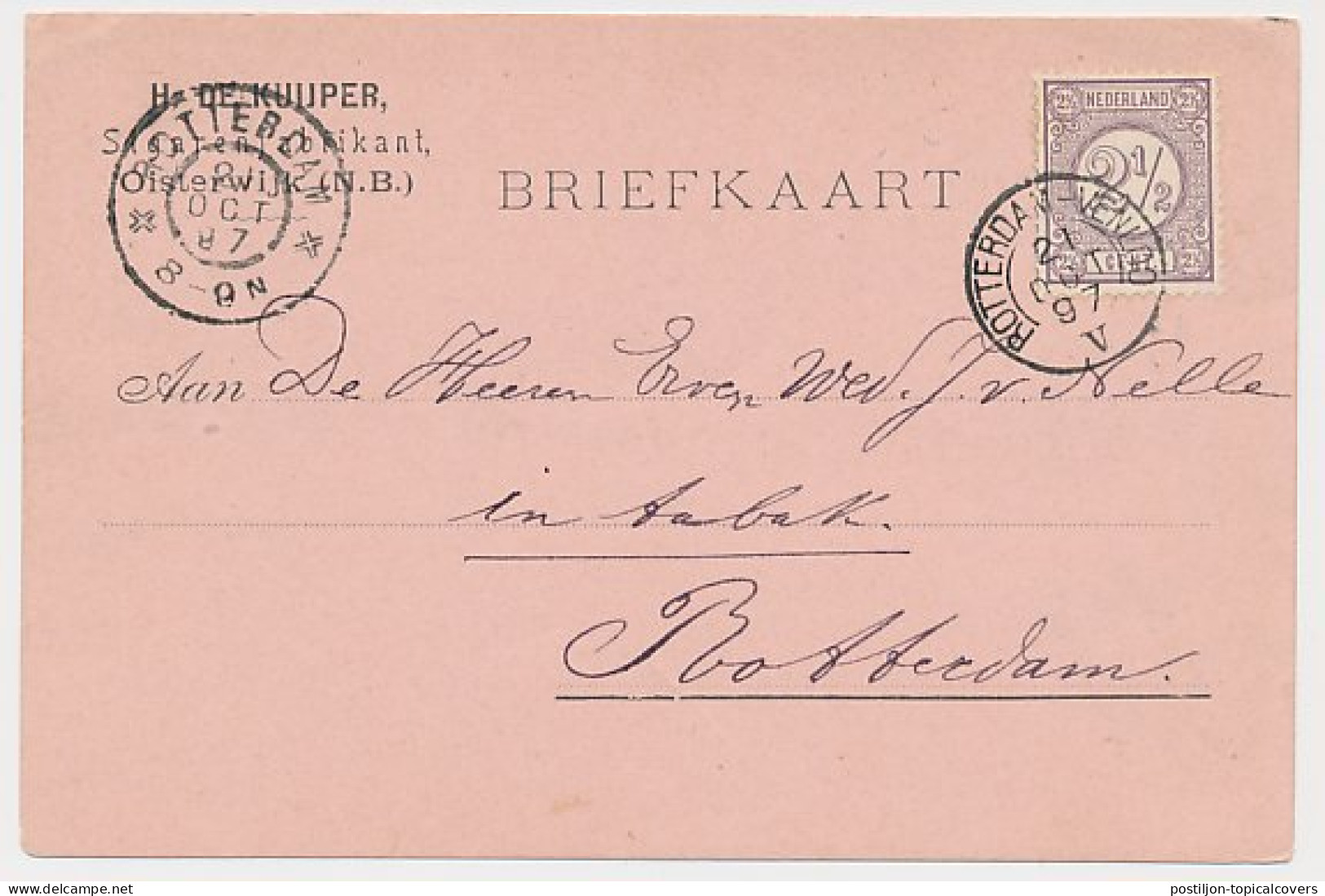 Trein Kleinrondstempel Rotterdam - Venloo V 1897 - Briefe U. Dokumente