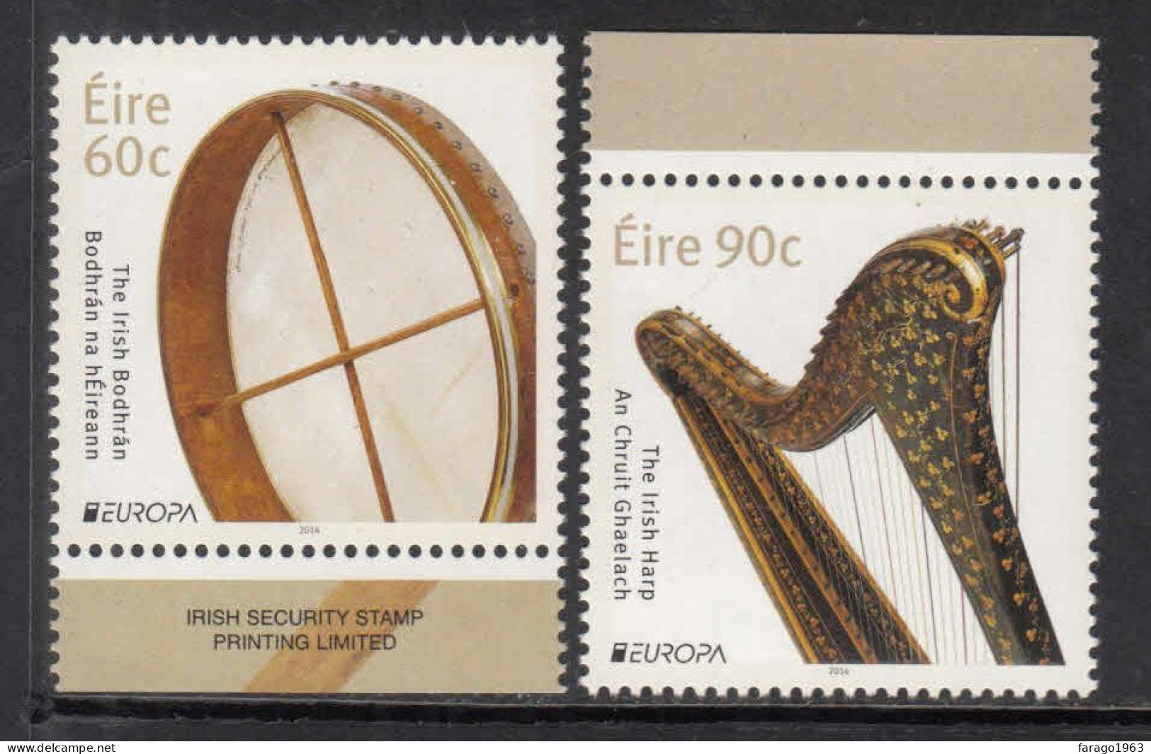 2014 Ireland Musical Instruments Europa Complete Set Of 2 MNH @ BELOW FACE VALUE - Ungebraucht