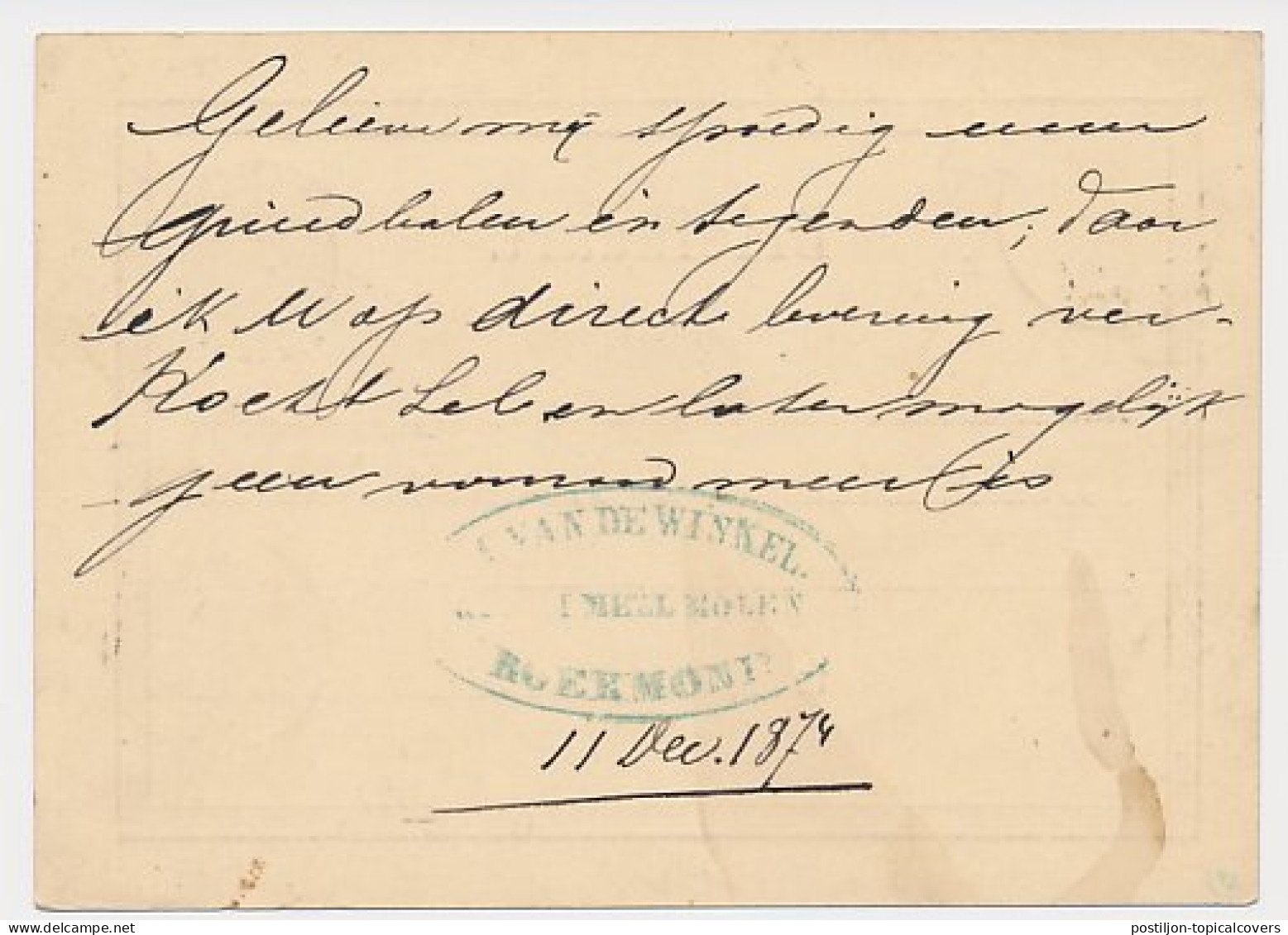 Roermond - Trein Kleinrondstempel Breda - Maastricht III 1874 - Lettres & Documents