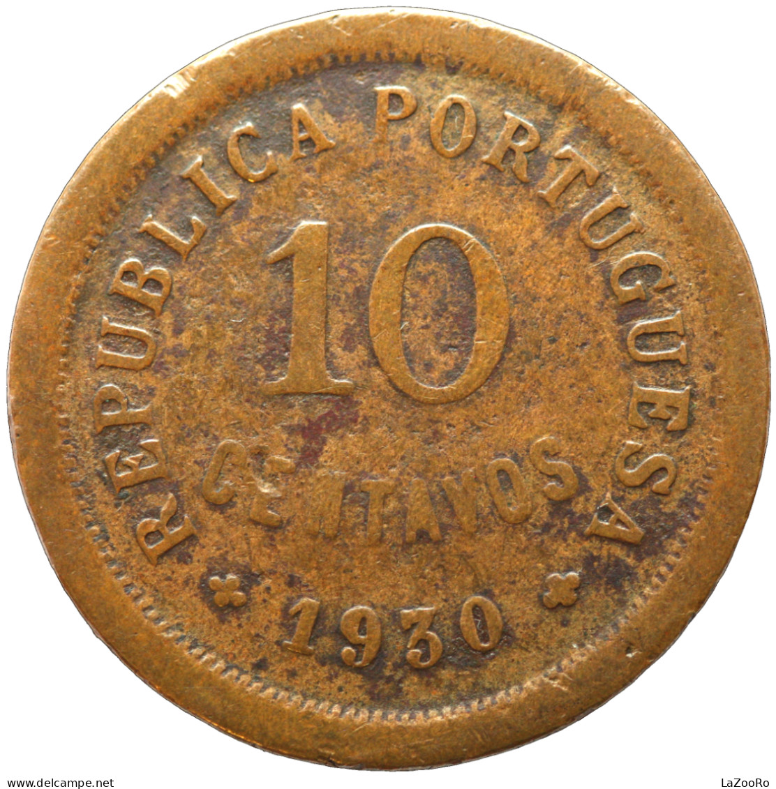 LaZooRo: Portuguese Cape Verde 10 Centavos 1930 VF - Cap Vert