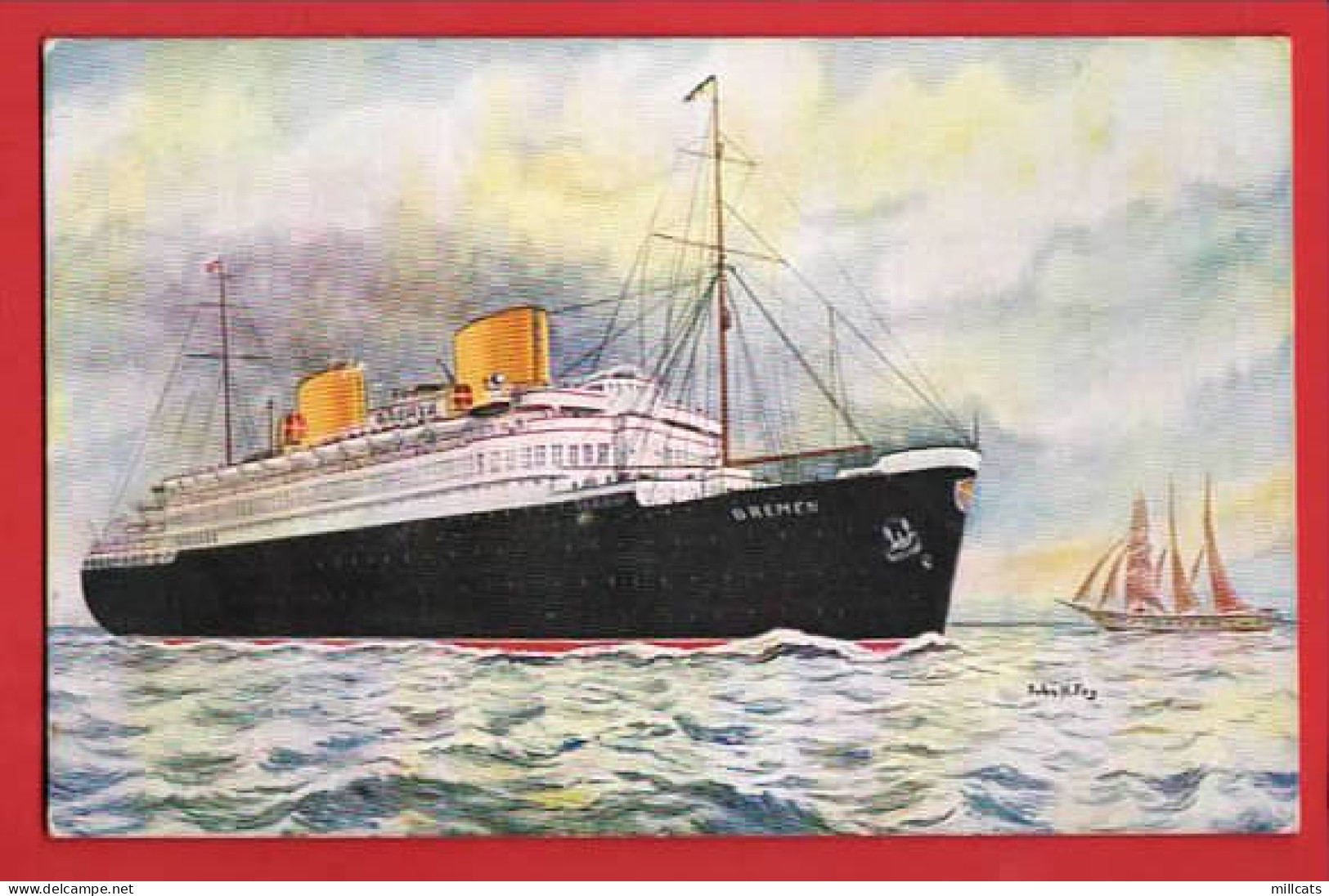 SHIPPING  SS BREMEN   NORDDEUTSCHER LLOYD LINE     ART BT FRY  - Steamers