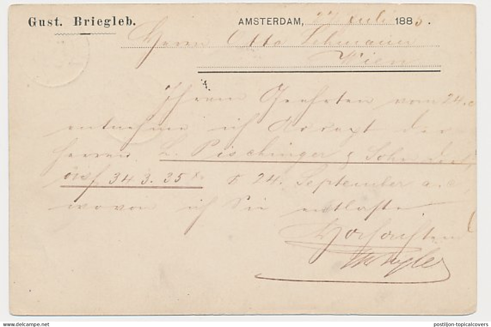 Trein Kleinrondstempel Amsterdam - Winterswijk IV 1885 - Covers & Documents