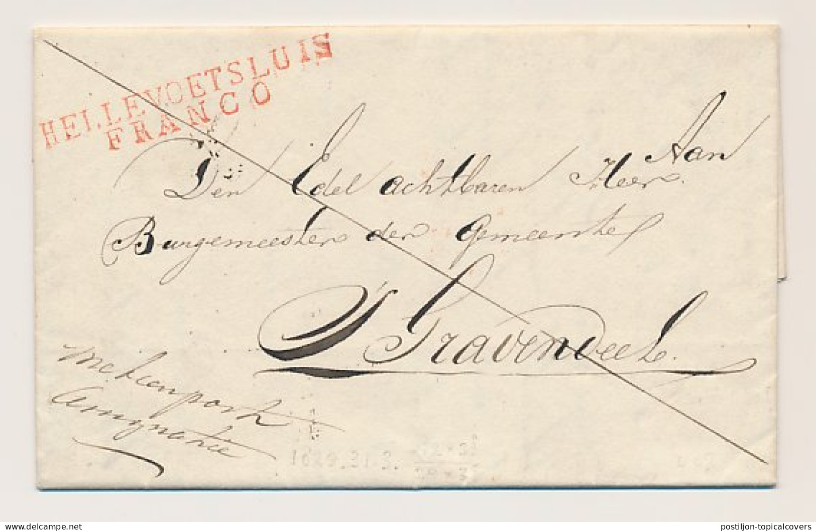 HELLEVOETSLUIS FRANCO - S Gravendeel 1829 - ...-1852 Vorläufer