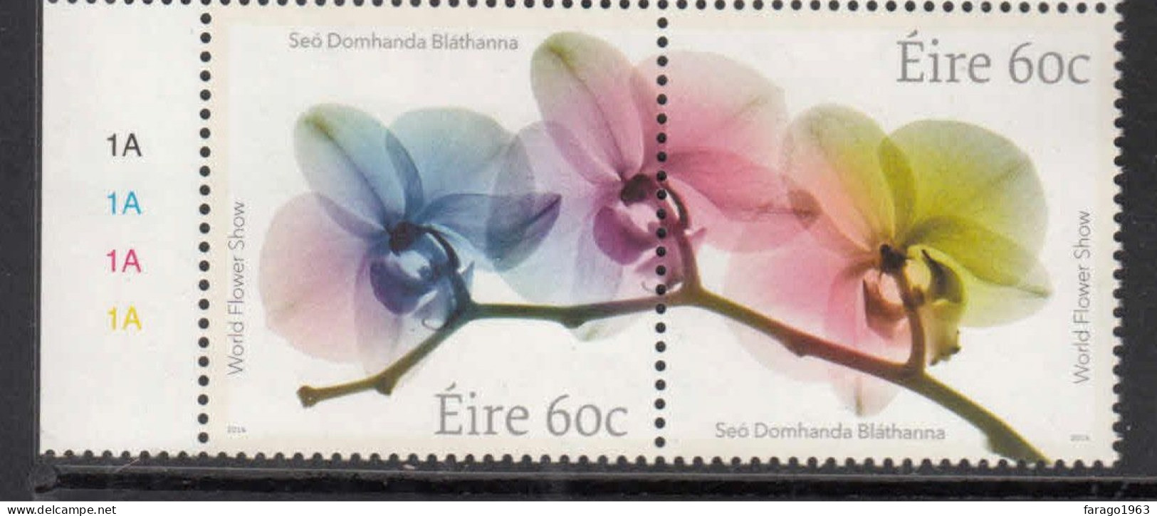 2014 Ireland World Flower Show Flowers Fleurs Complete Pair MNH @ BELOW FACE VALUE - Unused Stamps