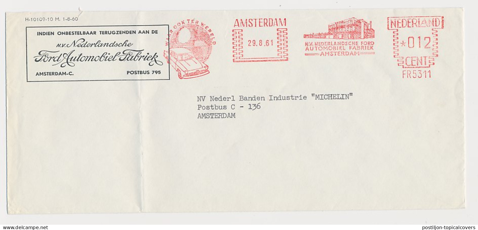 Meter Cover Netherlands 1961 Dutch Ford Automobile Factory Amsterdam - Voitures