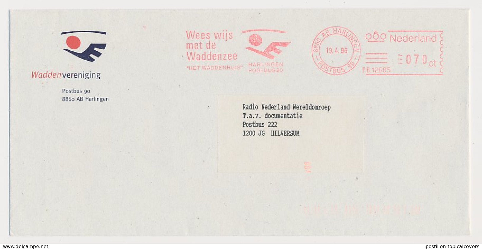 Meter Cover Netherlands 1996 Wadden Sea - Be Wise With The Wadden Sea - Harlingen - Unclassified
