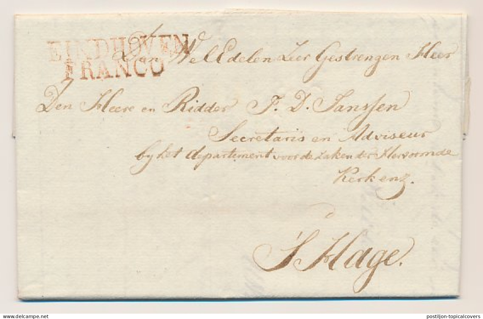 Heeze - EINDHOVEN FRANCO - S Gravenhage 1820 - ...-1852 Préphilatélie