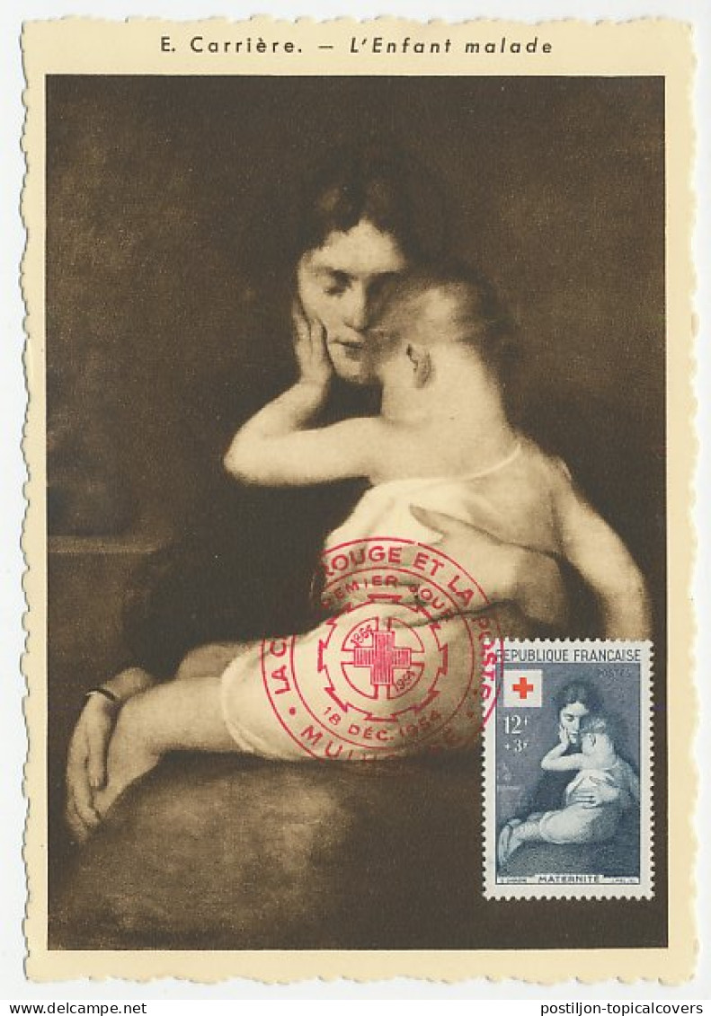 Maximum Card France 1954 Sick Child - Maternite - Cruz Roja