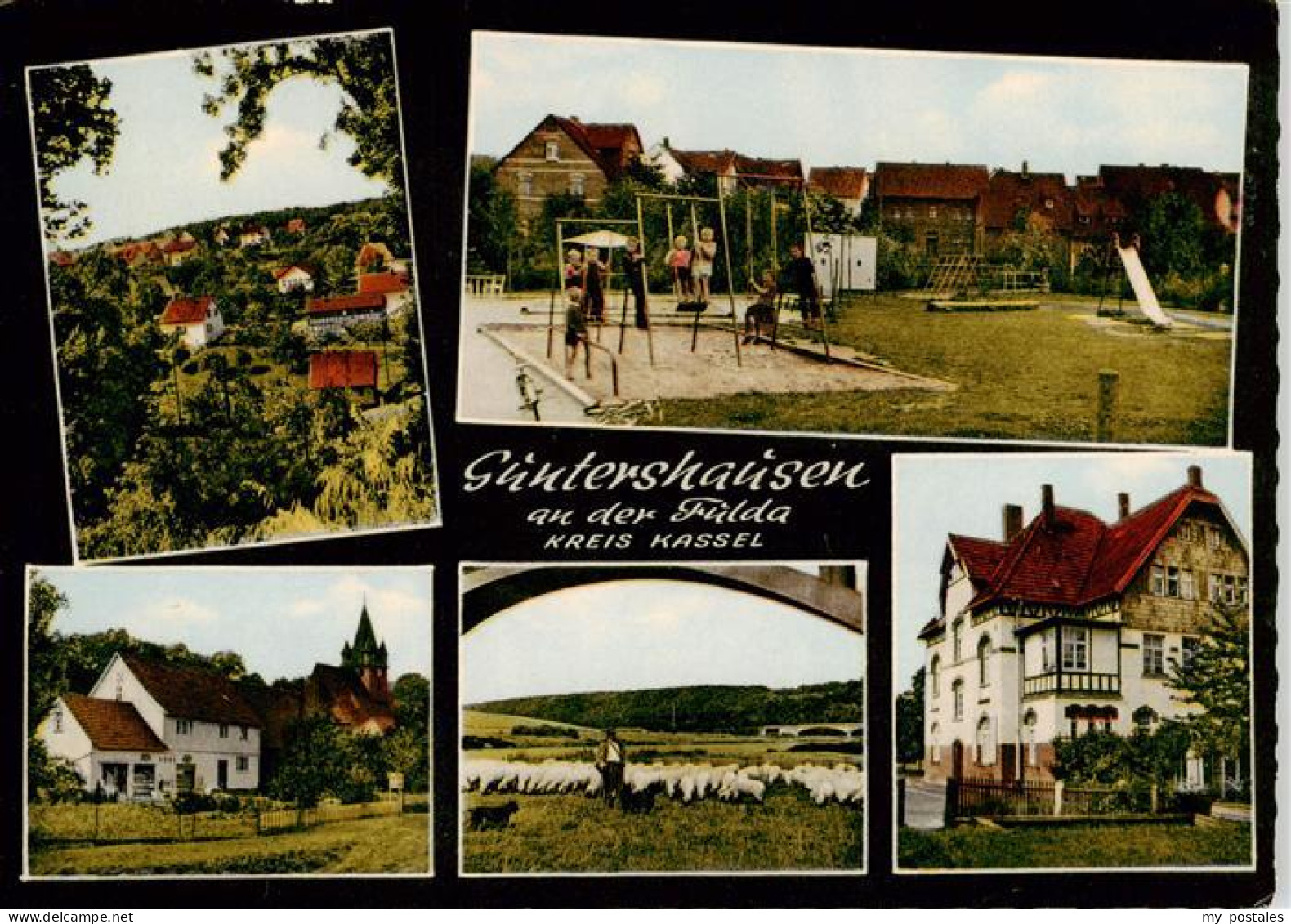 73886375 Guntershausen Kassel Teilansichten Kinderspielplatz Kirche Schafherde G - Baunatal