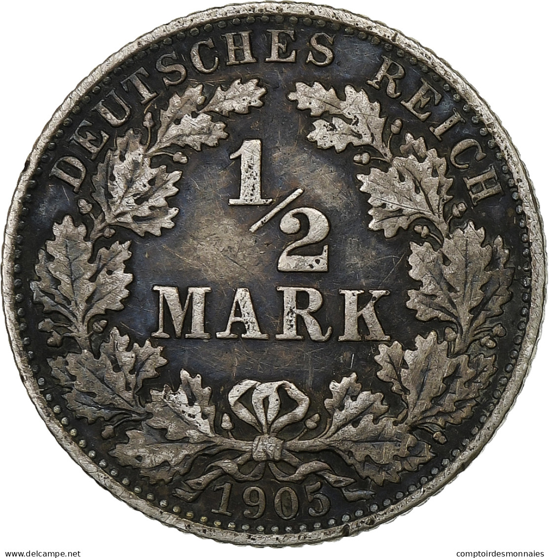 Empire Allemand, 1/2 Mark, 1905, Muldenhütten, Argent, TB, KM:17 - 1/2 Mark