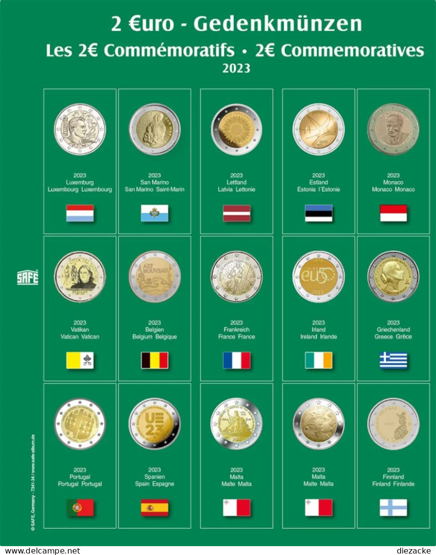 Safe Premium Münzblatt Für 2€-Münzen Des Jahres 2023 Nr. 7341-34 Neu - Material