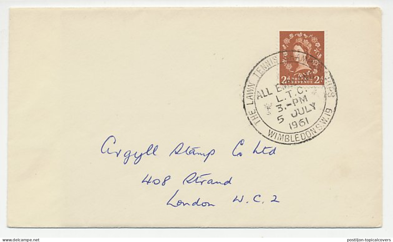 Cover / Postmark GB / UK 1961 Tennis - Lawn Tennis Championships Wimbledon - Sonstige & Ohne Zuordnung