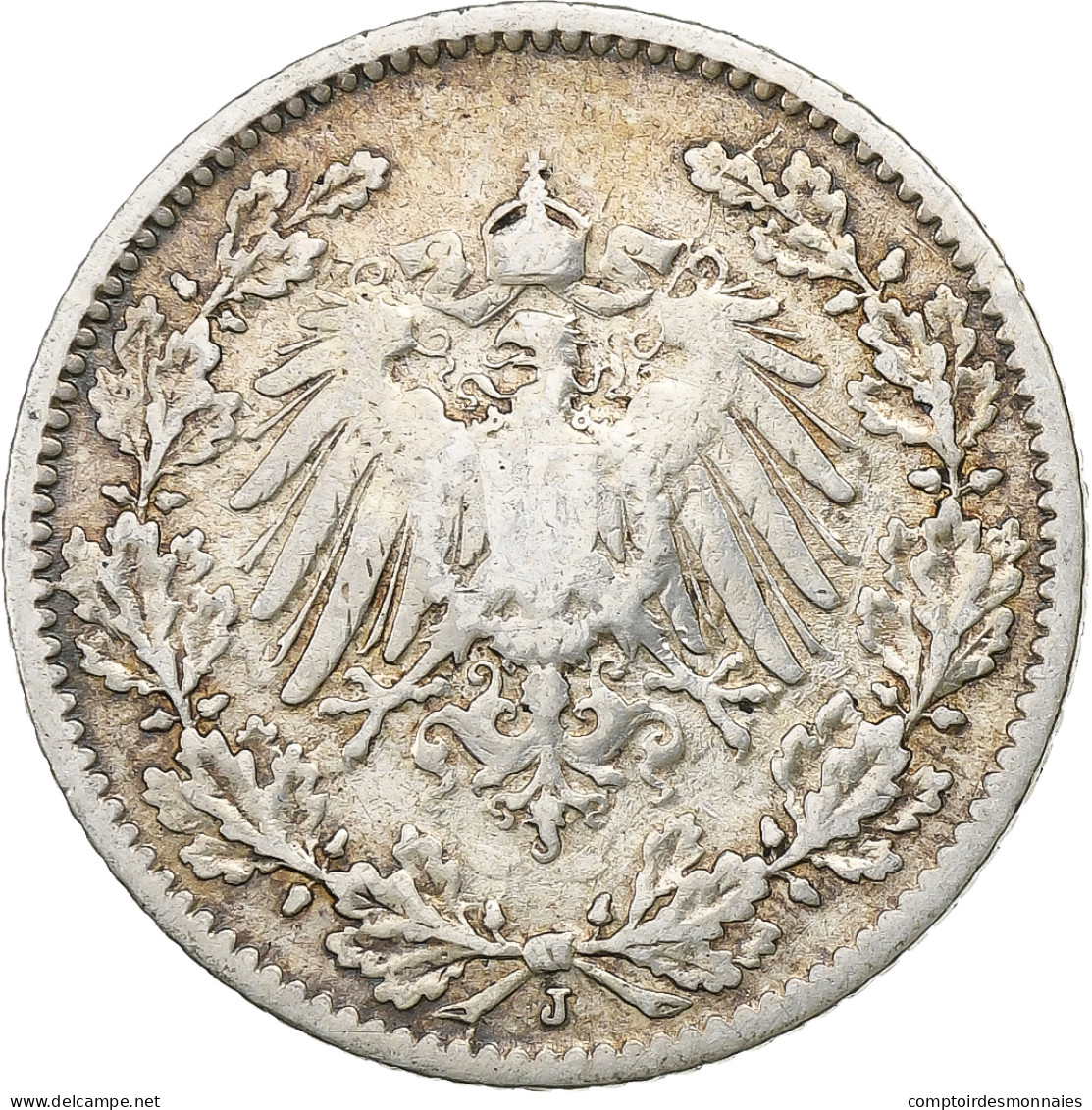 Monnaie, GERMANY - EMPIRE, 1/2 Mark, 1905, Hambourg, TB, Argent, KM:17 - 1/2 Mark