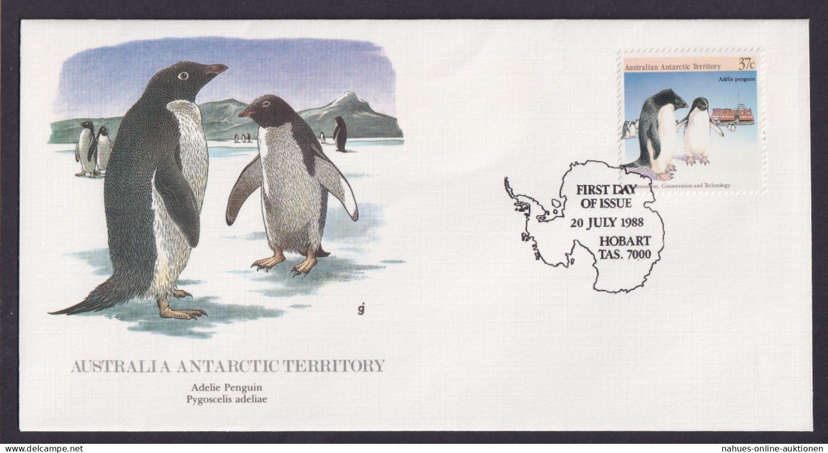 Australien Antarctic Fauna Adelien Pinguin Schöner Künstler Brief - Collections