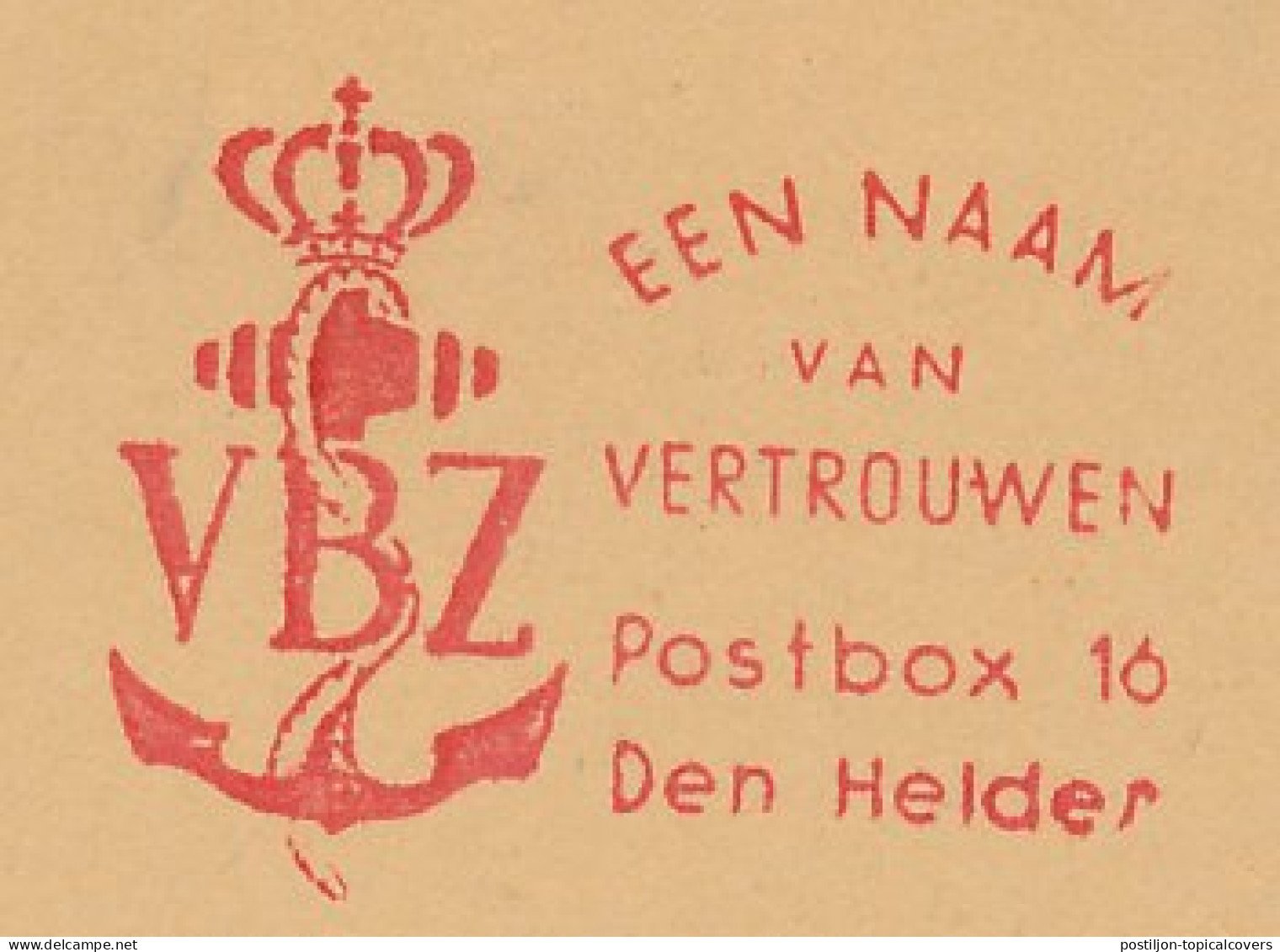 Meter Cover Netherlands 1964 Military Interest Group Of Navy Sailors - Anchor - Den Helder - Militares