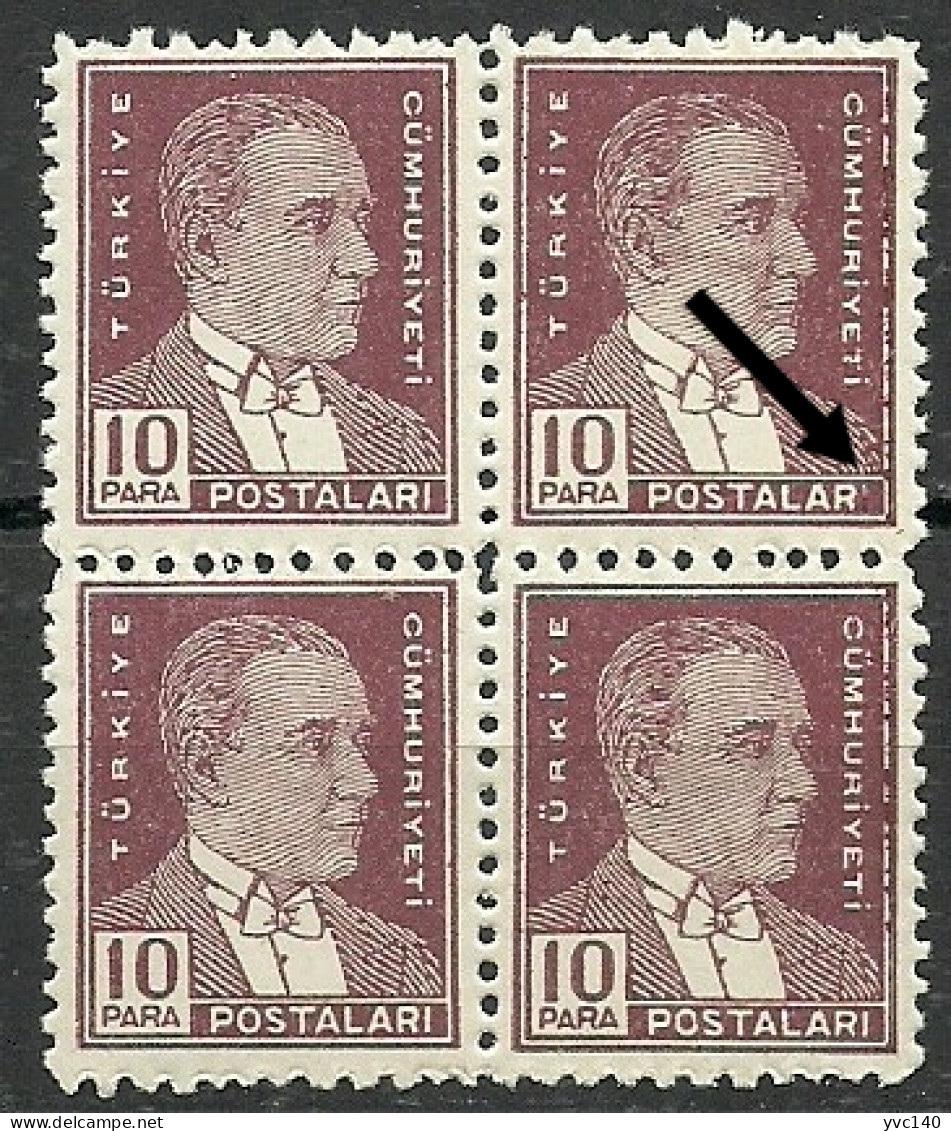 Turkey; 1950 5th Ataturk Issue 10 P. ERROR "Postalar Instead Of Postaları" MNH** - Neufs