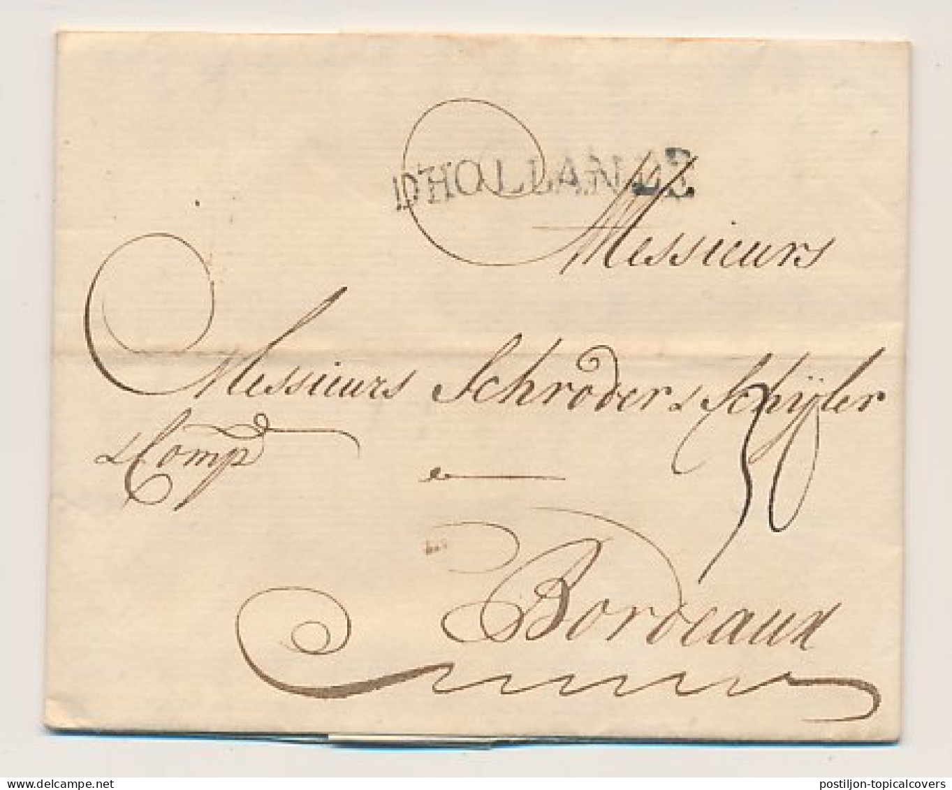 Rotterdam - Bordeaux Frankrijk 1765 - D Hollande - ...-1852 Prephilately