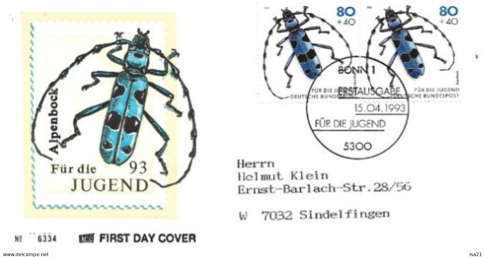 Allemagne: FIRST DAY COVER 1993: Für Die Jugend 93: Alpenbock. Bonn - 1991-2000