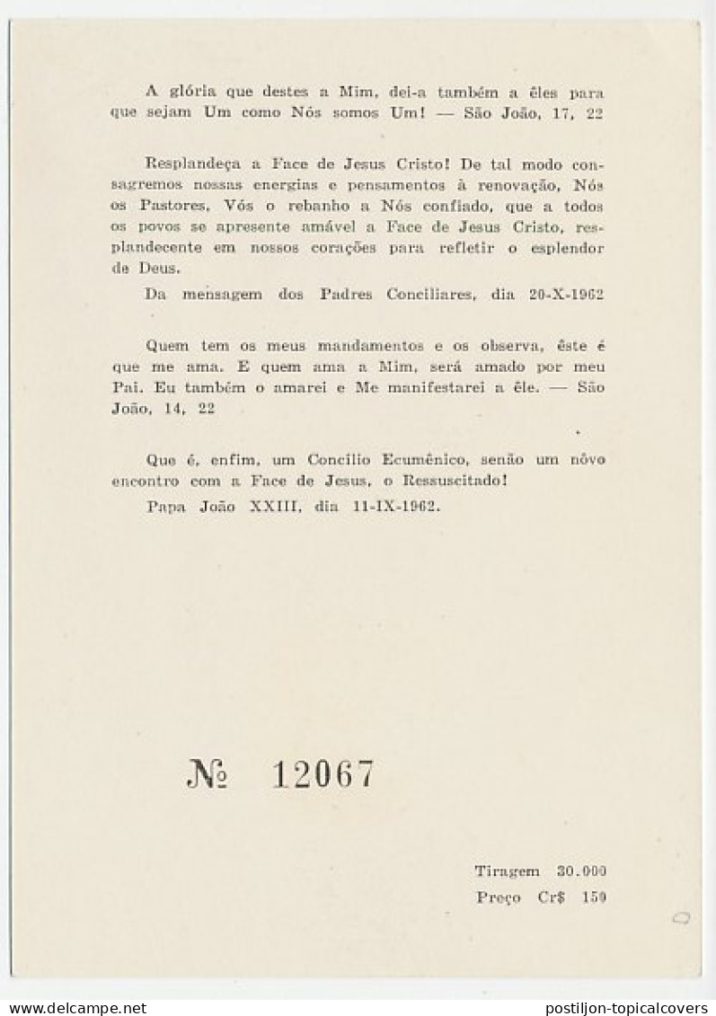 Postcard / Postmark Brazil 1966 Second Vatican Council - Andere & Zonder Classificatie