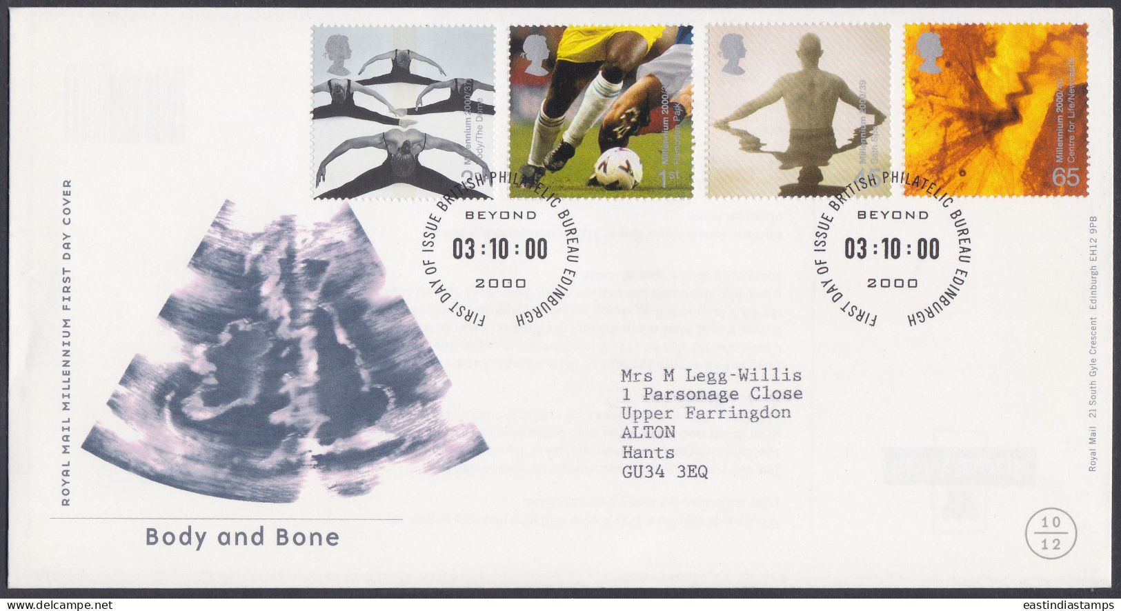 GB Great Britain 2000 FDC Body And Bone, Ultrasound, Football, Gymnastics, Sports, Pictorial Postmark, First Day Cover - Briefe U. Dokumente