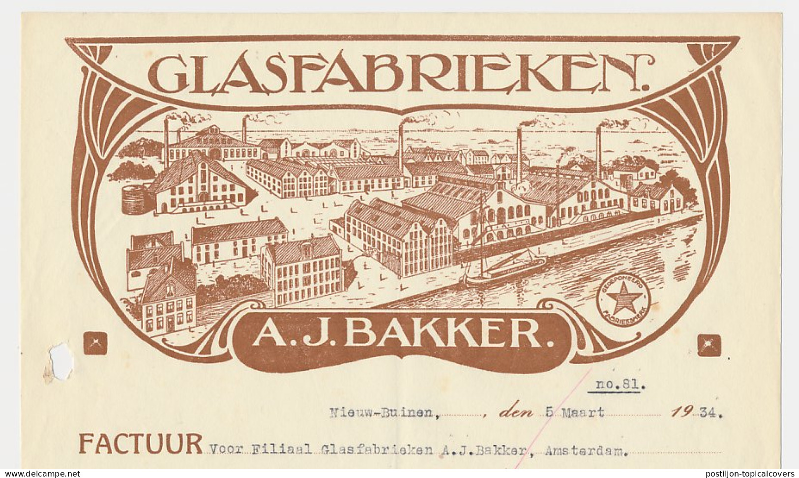 Omzetbelasting 1 CENT / 6.- GLD - Nieuw Buinen 1934 - Fiscali