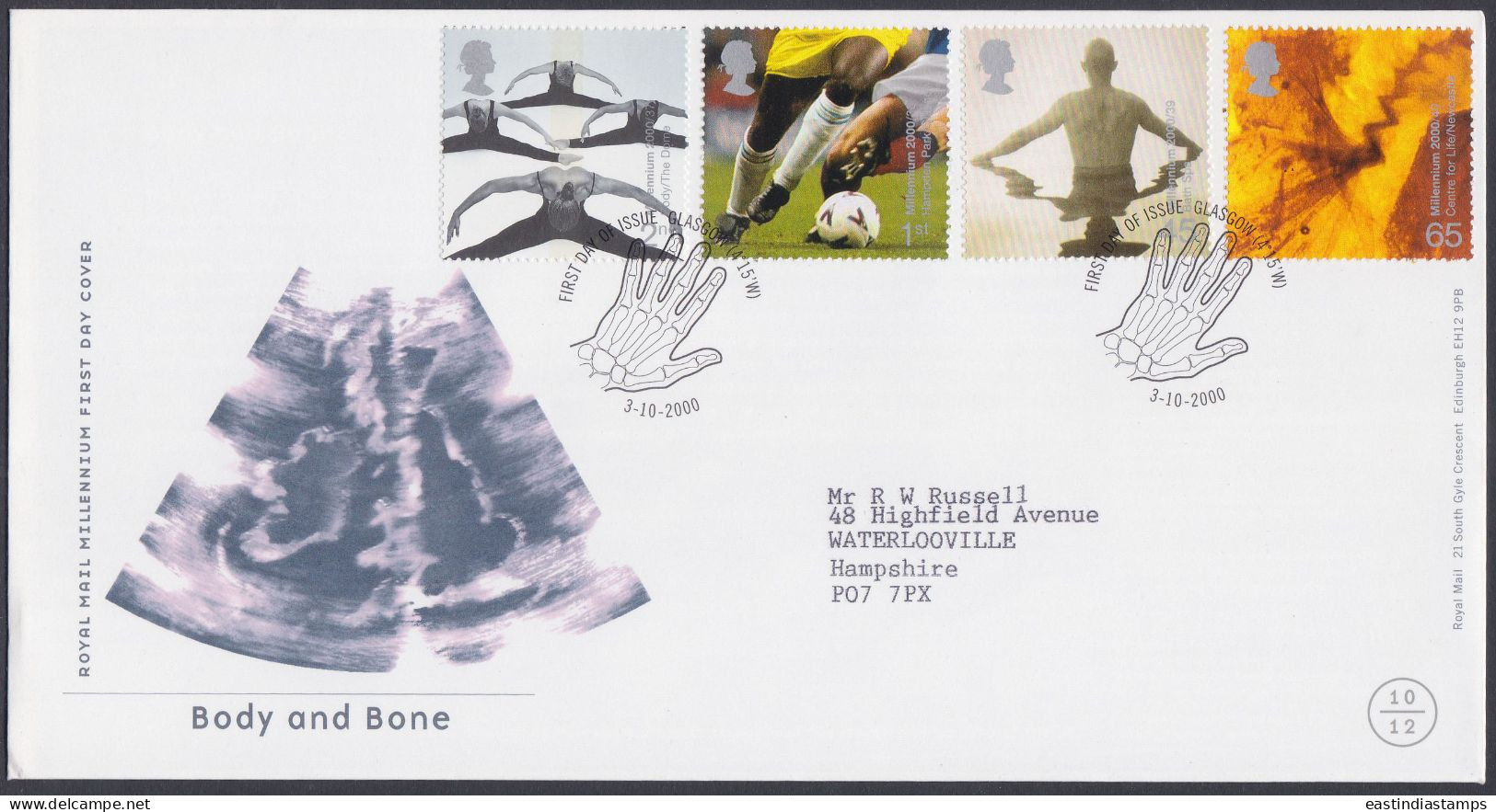 GB Great Britain 2000 FDC Body And Bone, Ultrasound, Football, Gymnastics, Sports, Pictorial Postmark, First Day Cover - Cartas & Documentos