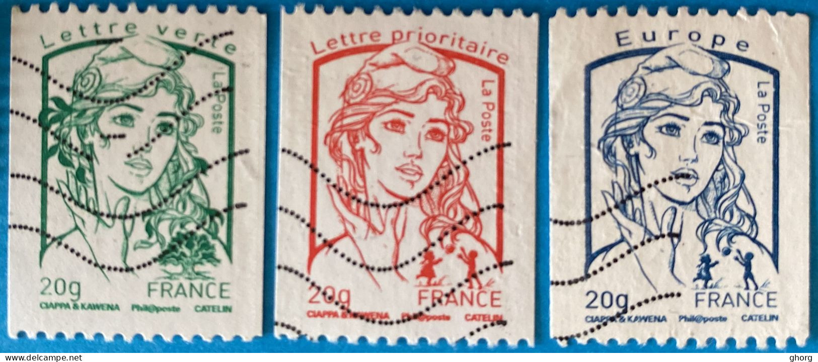 France 2013 : Type Marianne De Ciappa Et Kawena Provenant De Roulette N°4778 à 4780 Oblitéré - Used Stamps