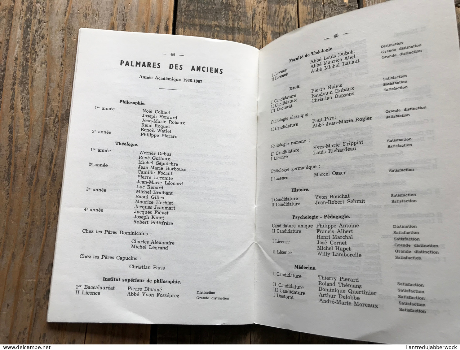Séminaire De Floreffe Année Scolaire 1967 1968 Distribution Solennelle Des Prix Chanoine Jacques Florete Régionalisme - Belgien
