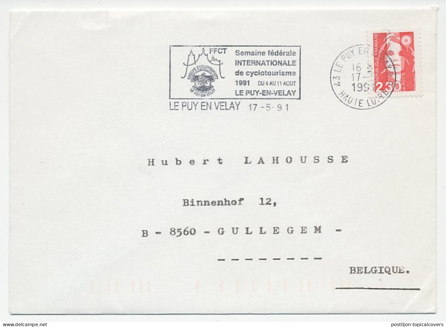 Cover / Postmark France 1991 International Week Of Cycling - Cycling